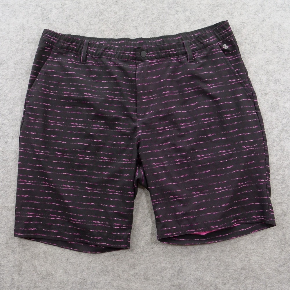 Adidas Shorts Mens 2XL XXL Black Purple Flat Front Golf Shorts Zip Lightweight